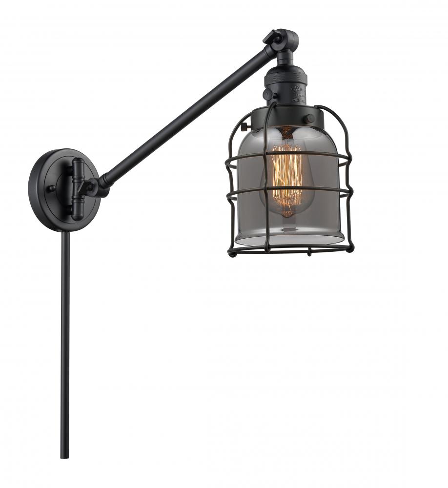 Bell Cage - 1 Light - 8 inch - Matte Black -Adjustable Swing Arm