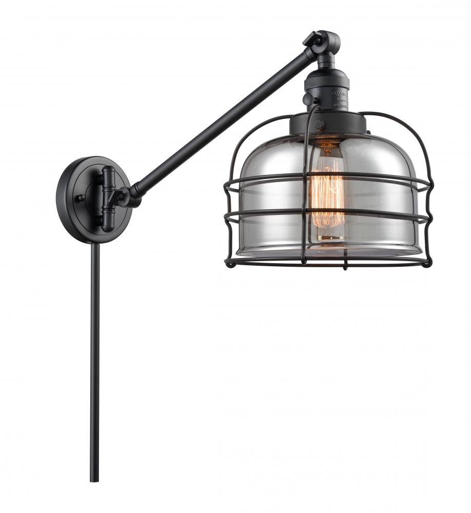 Bell Cage - 1 Light - 8 inch - Matte Black -Adjustable Swing Arm