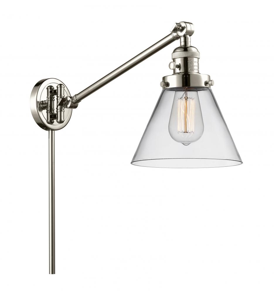 Cone - 1 Light - 8 inch - Polished Nickel -Adjustable Swing Arm