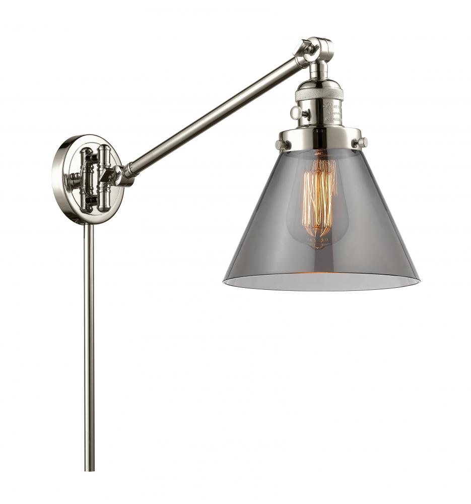 Cone - 1 Light - 8 inch - Polished Nickel -Adjustable Swing Arm