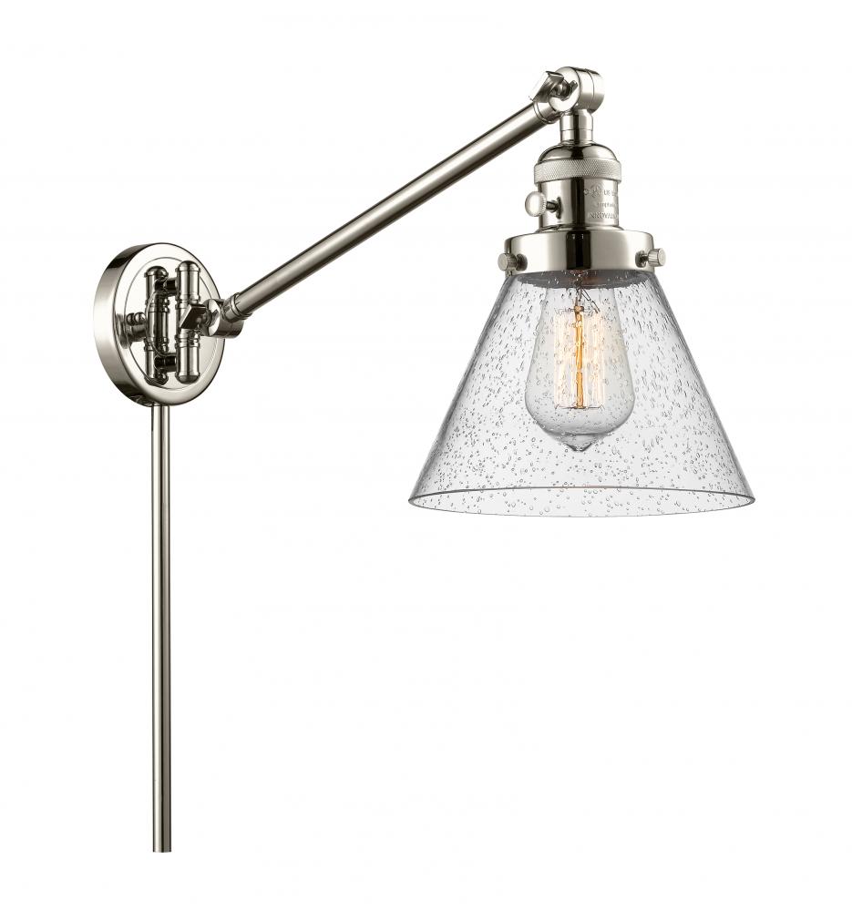 Cone - 1 Light - 8 inch - Polished Nickel -Adjustable Swing Arm