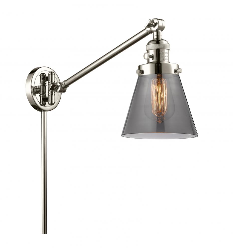 Cone - 1 Light - 8 inch - Polished Nickel -Adjustable Swing Arm