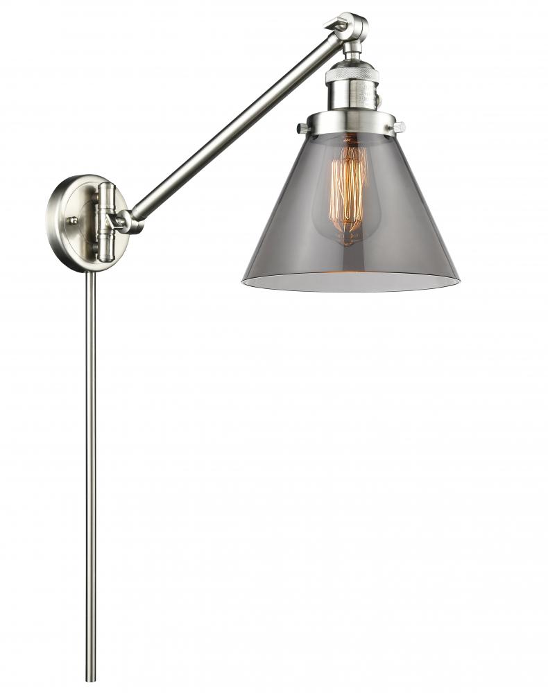 Cone - 1 Light - 8 inch - Brushed Satin Nickel -Adjustable Swing Arm