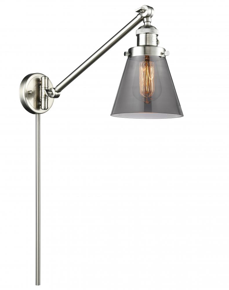 Cone - 1 Light - 8 inch - Brushed Satin Nickel -Adjustable Swing Arm