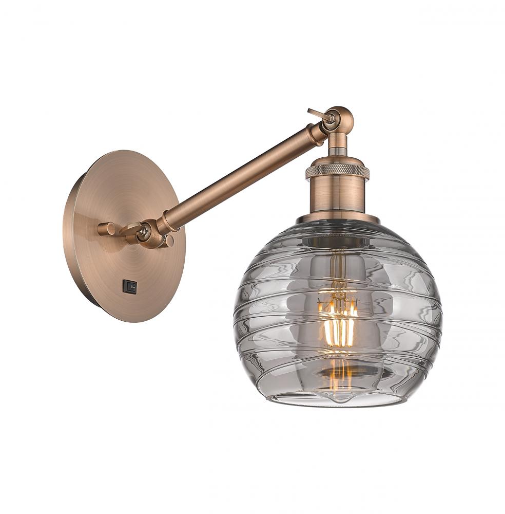 Athens Deco Swirl - 1 Light - 6 inch - Antique Copper - Adjustable Sconce