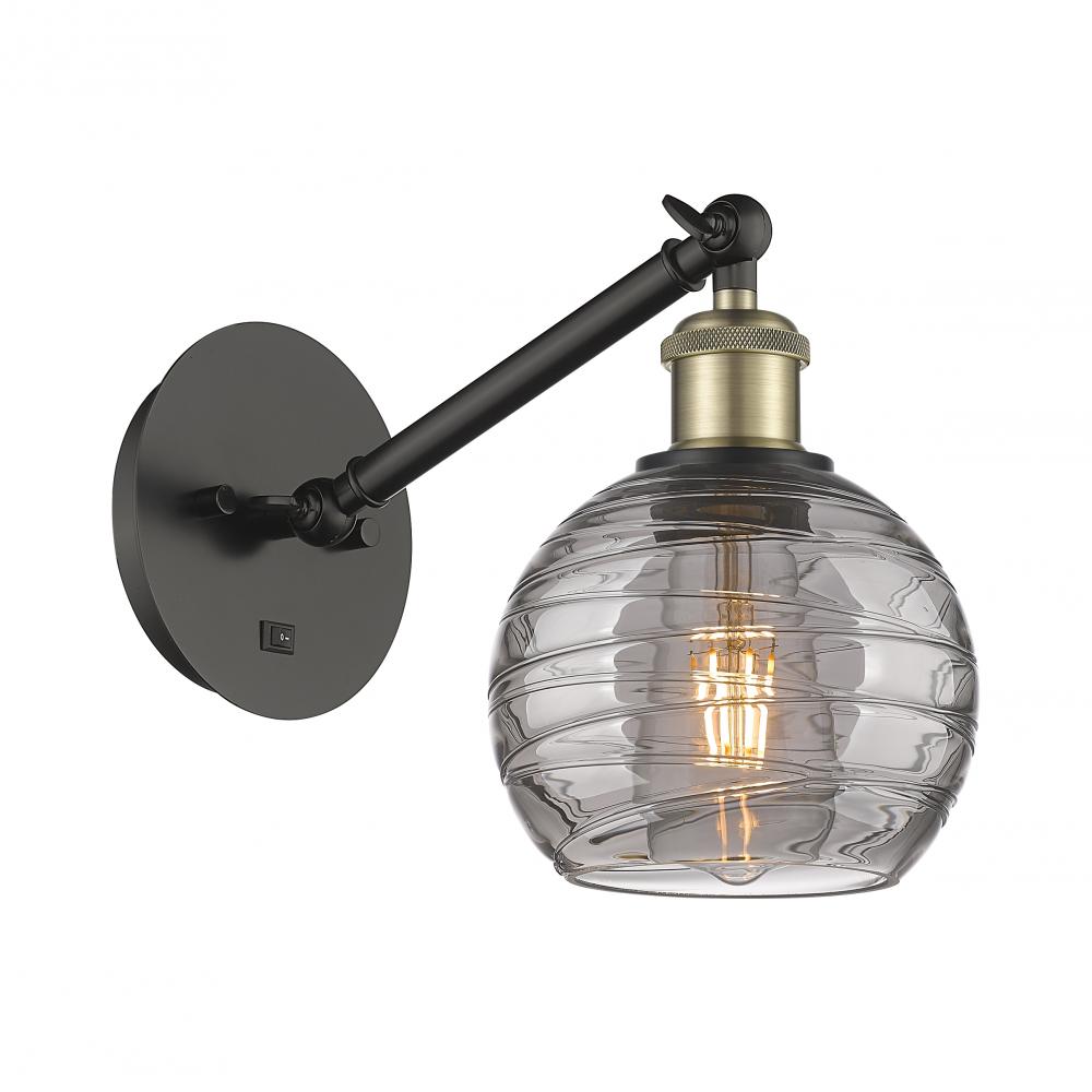 Athens Deco Swirl - 1 Light - 6 inch - Black Antique Brass - Adjustable Sconce