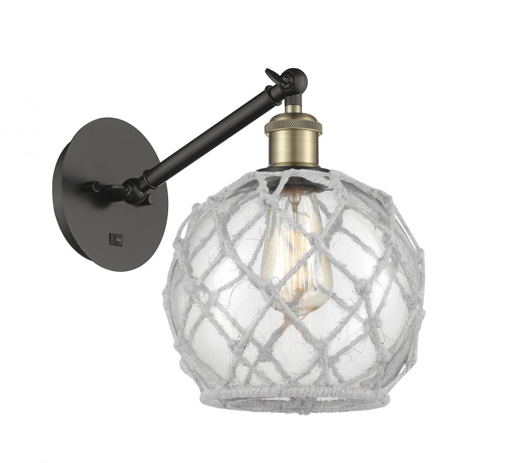 Farmhouse Rope - 1 Light - 8 inch - Black Antique Brass - Adjustable Sconce