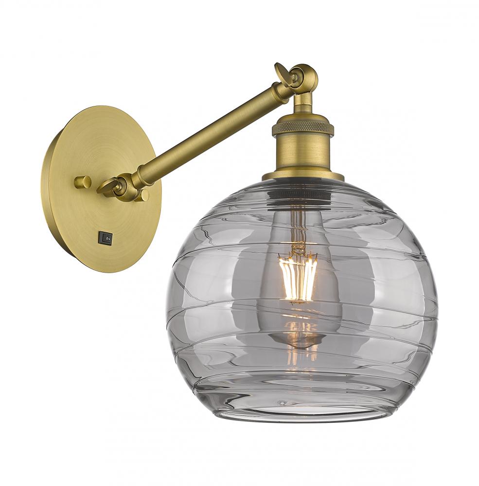 Athens Deco Swirl - 1 Light - 8 inch - Brushed Brass - Adjustable Sconce