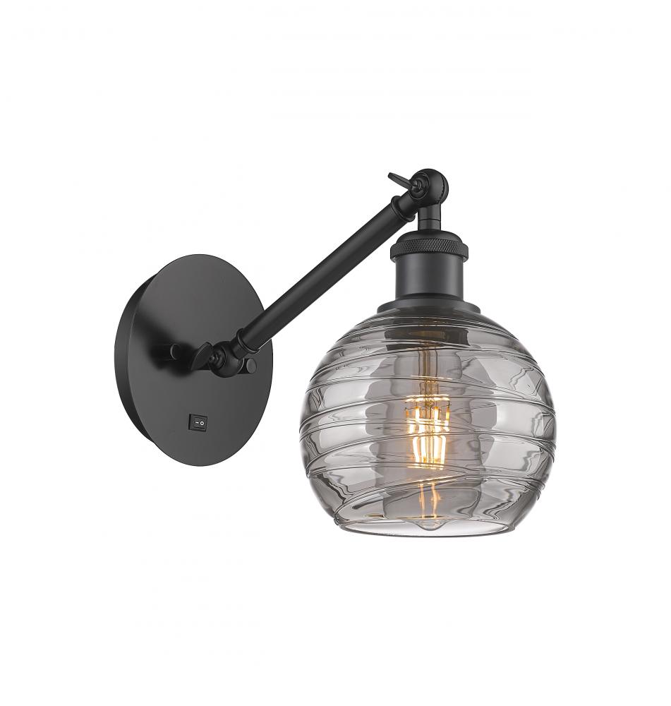 Athens Deco Swirl - 1 Light - 6 inch - Matte Black - Adjustable Sconce