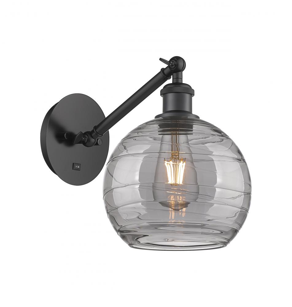 Athens Deco Swirl - 1 Light - 8 inch - Matte Black - Adjustable Sconce