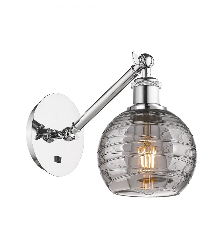 Athens Deco Swirl - 1 Light - 6 inch - Polished Chrome - Adjustable Sconce