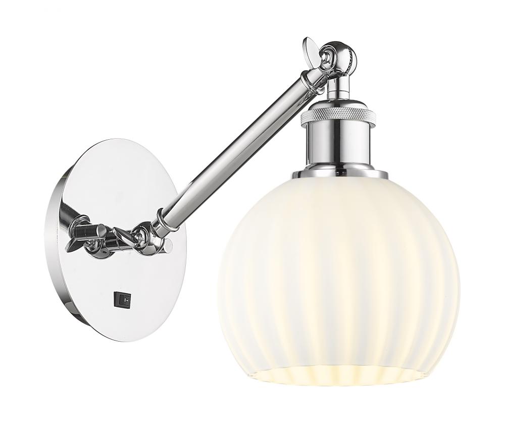 White Venetian - 1 Light - 6 inch - Polished Chrome - Adjustable Sconce