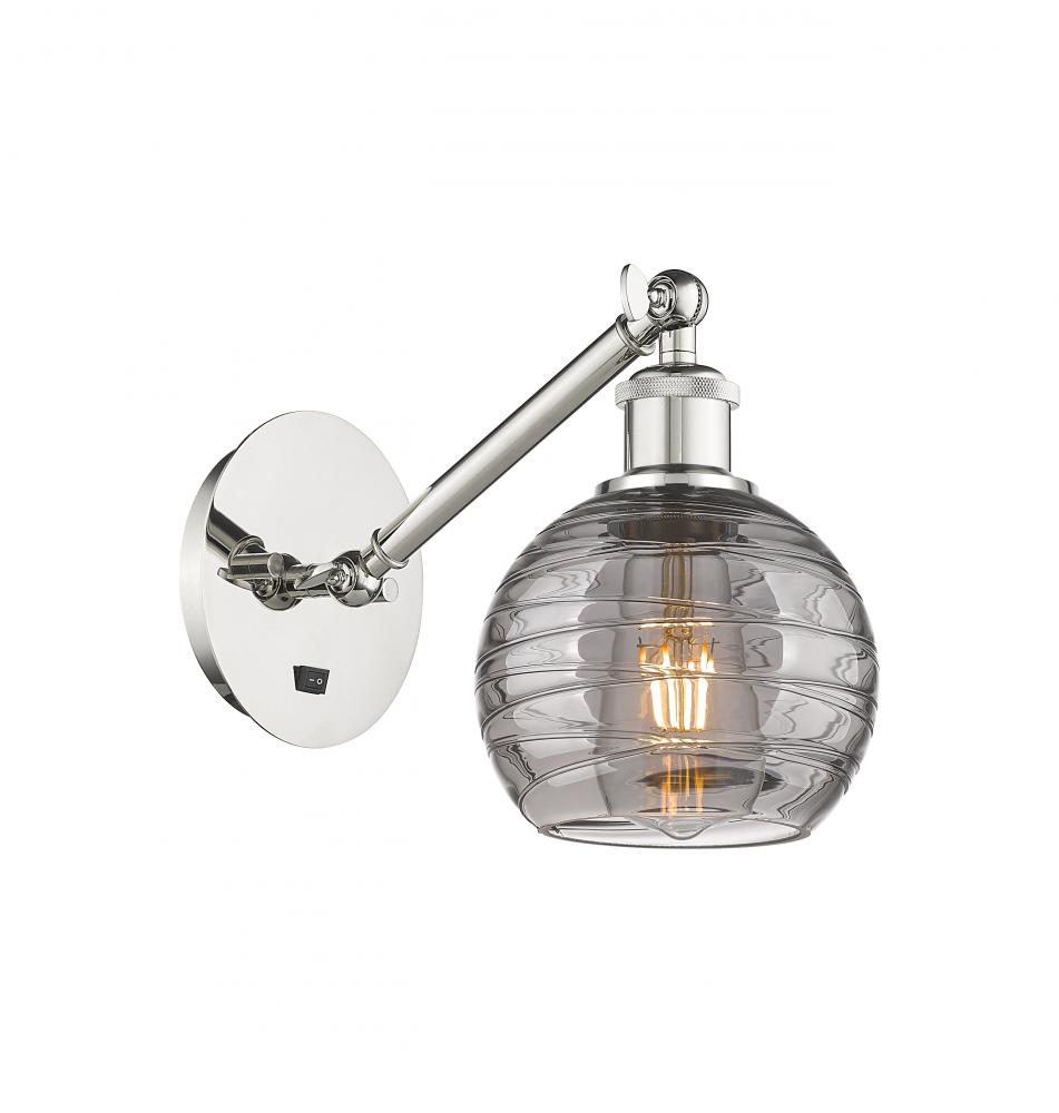 Athens Deco Swirl - 1 Light - 6 inch - Polished Nickel - Adjustable Sconce