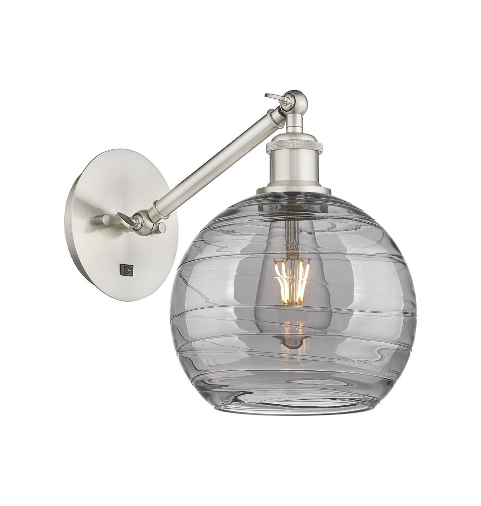 Athens Deco Swirl - 1 Light - 8 inch - Brushed Satin Nickel - Adjustable Sconce