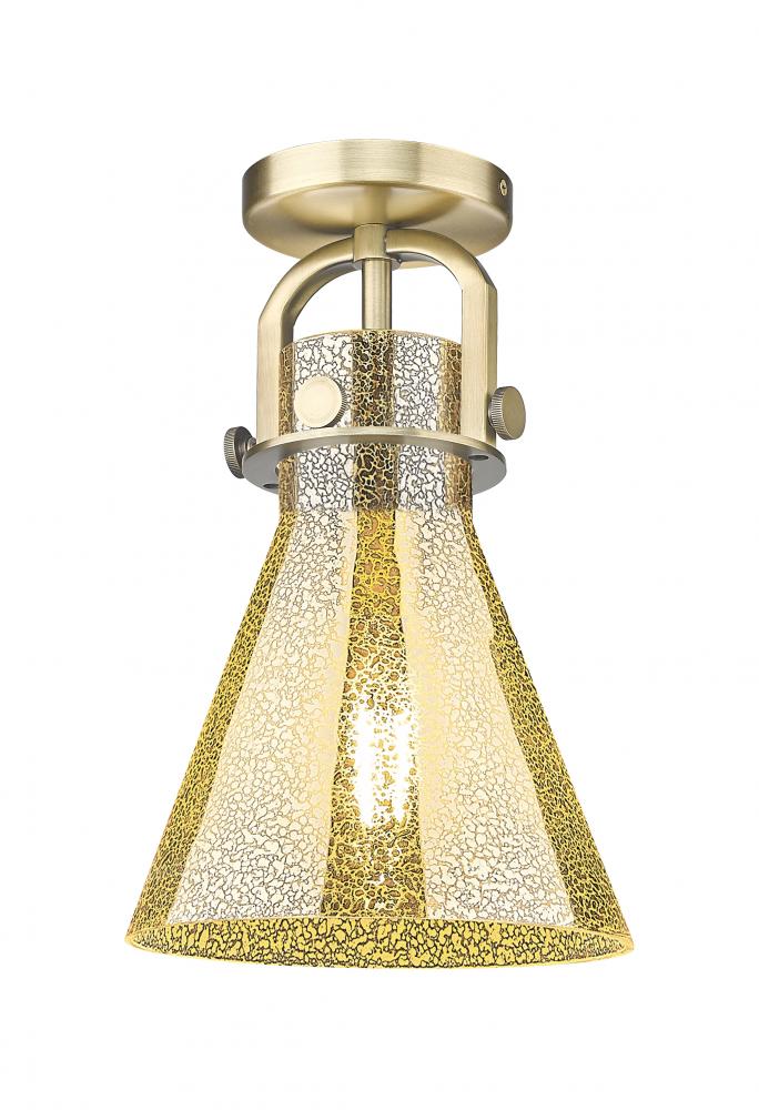 Newton Cone - 1 Light - 8 inch - Brushed Brass - Flush Mount