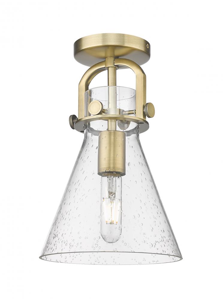Newton Cone - 1 Light - 8 inch - Brushed Brass - Flush Mount