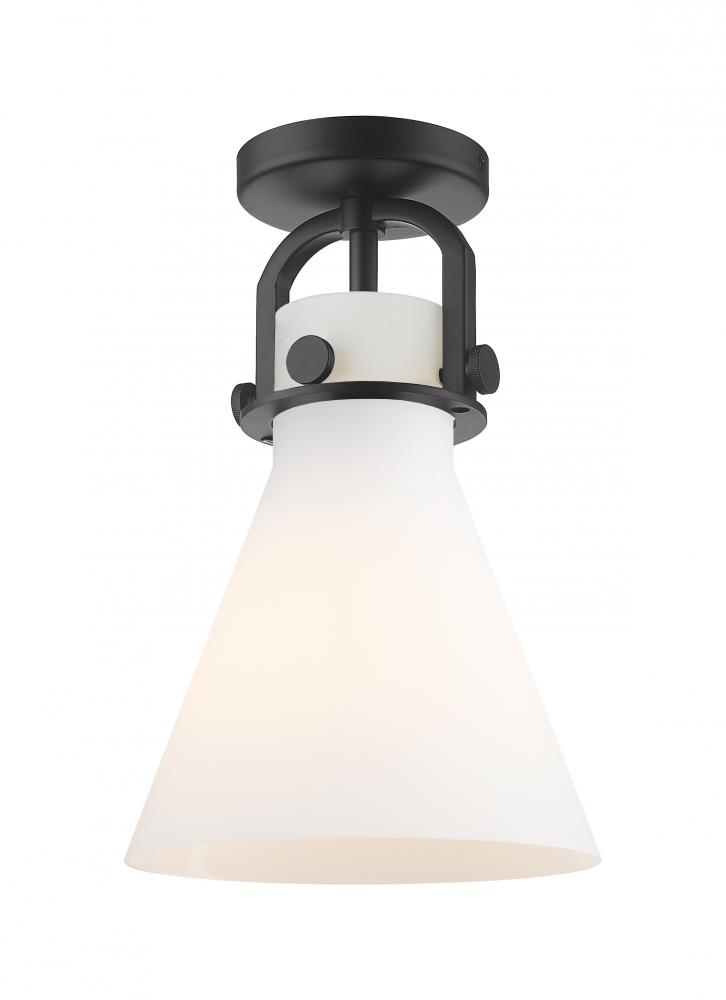 Newton Cone - 1 Light - 8 inch - Matte Black - Flush Mount