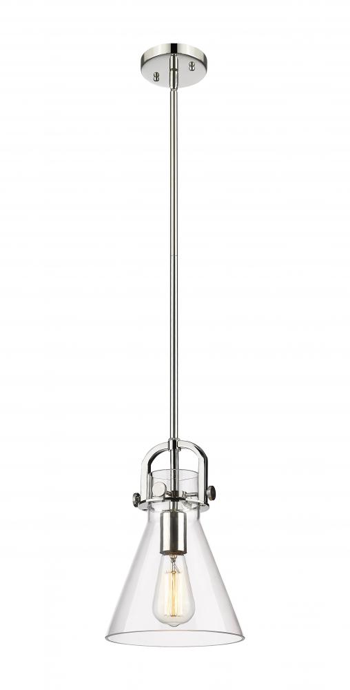 Newton Cone - 1 Light - 8 inch - Polished Nickel - Mini Pendant