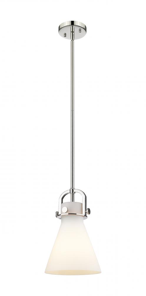 Newton Cone - 1 Light - 8 inch - Polished Nickel - Mini Pendant