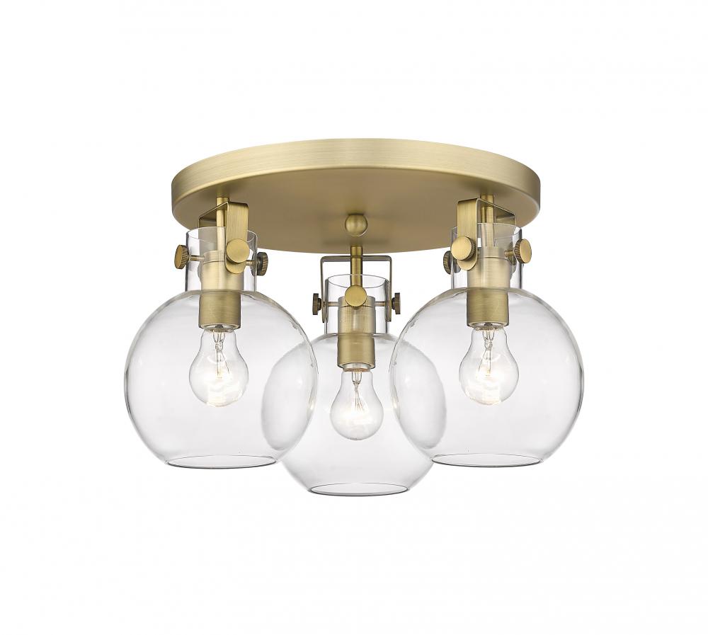 Newton Sphere - 3 Light - 18 inch - Brushed Brass - Flush Mount