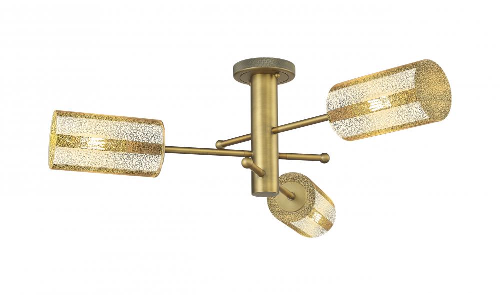 Crown Point - 3 Light - 34 inch - Brushed Brass - Flush Mount