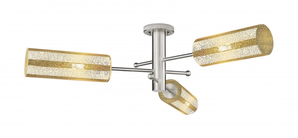 Crown Point - 3 Light - 34 inch - Satin Nickel - Flush Mount