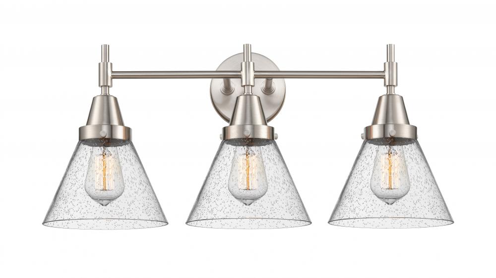 Cone - 3 Light - 26 inch - Satin Nickel - Bath Vanity Light