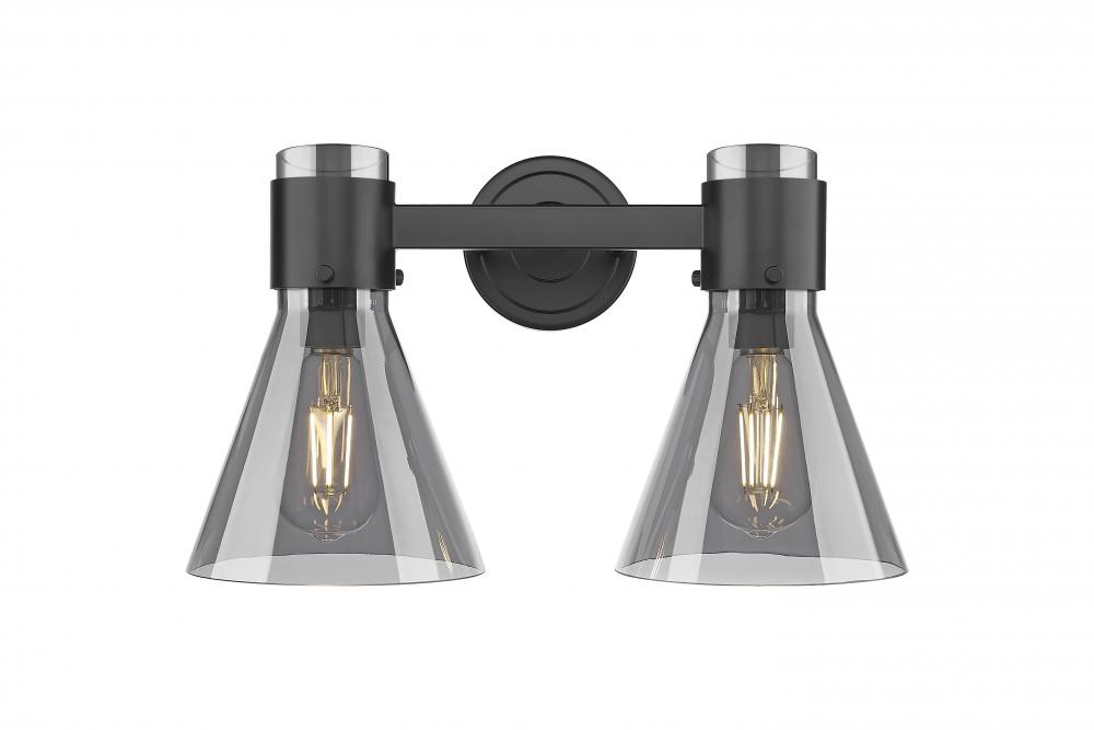 Lawton Cone - 2 Light - 17 inch - Matte Black - Bath Vanity Light