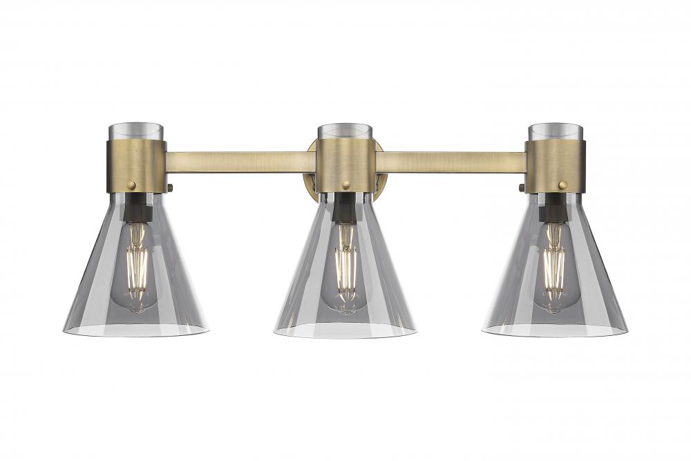 Lawton Cone - 3 Light - 27 inch - Brushed Brass - Bath Vanity Light