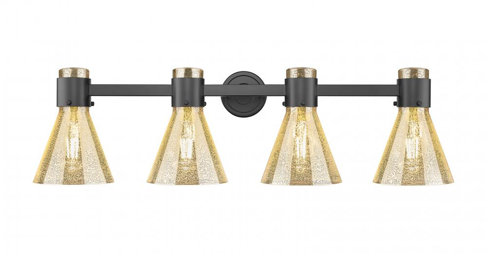 Lawton Cone - 4 Light - 27 inch - Matte Black - Bath Vanity Light