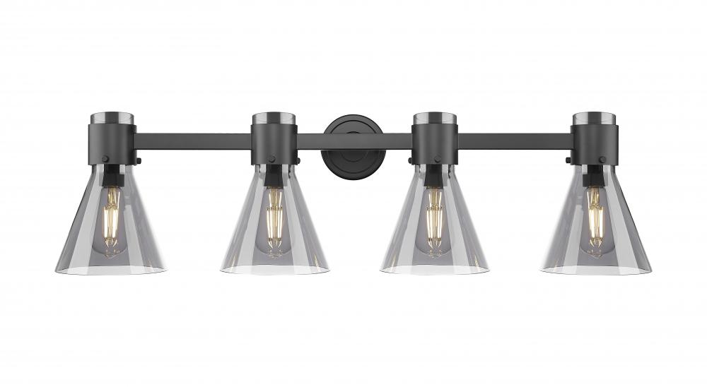 Lawton Cone - 4 Light - 27 inch - Matte Black - Bath Vanity Light