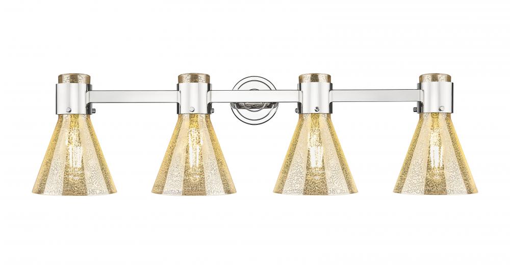 Lawton Cone - 4 Light - 27 inch - Polished Nickel - Bath Vanity Light