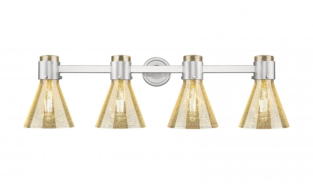 Lawton Cone - 4 Light - 27 inch - Satin Nickel - Bath Vanity Light