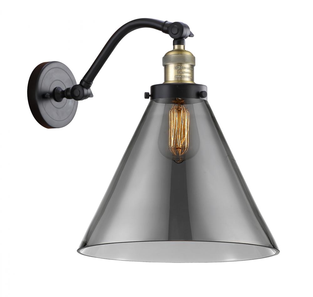 Cone - 1 Light - 12 inch - Black Antique Brass - Adjustable Sconce