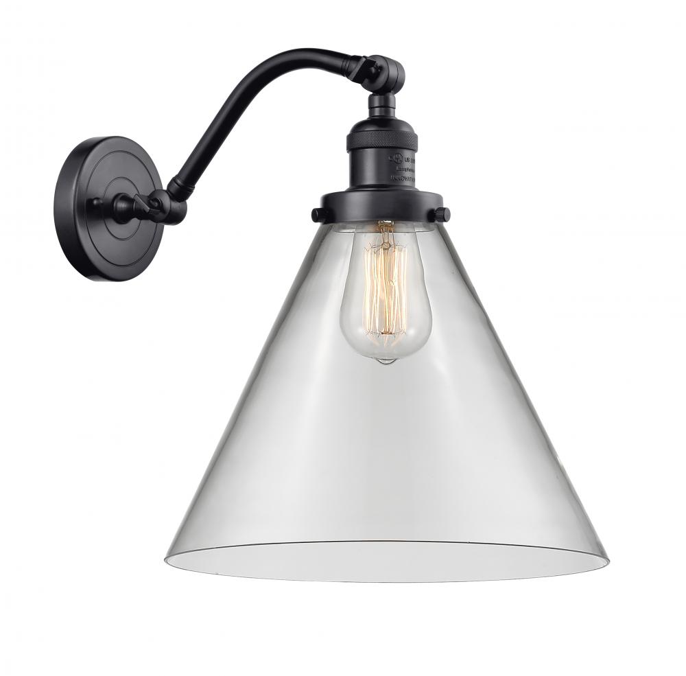 Cone - 1 Light - 12 inch - Matte Black - Adjustable Sconce