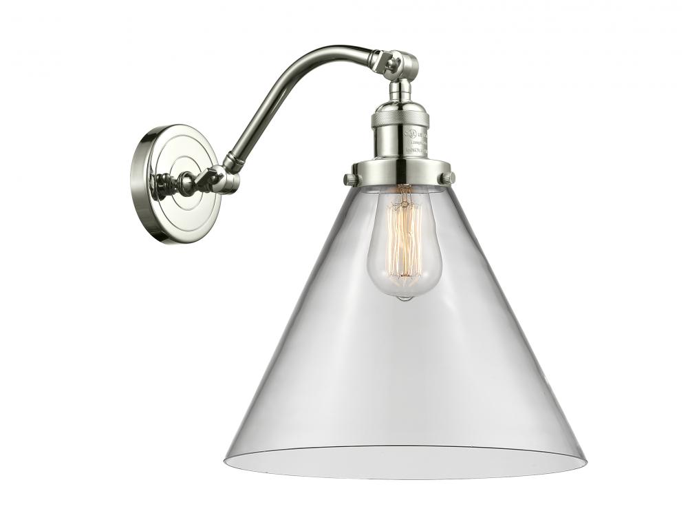 Cone - 1 Light - 12 inch - Polished Nickel - Adjustable Sconce