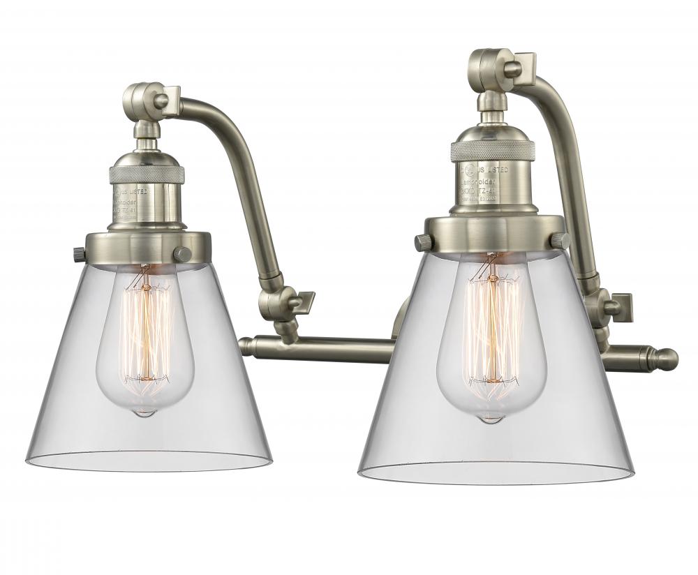 Cone - 2 Light - 18 inch - Brushed Satin Nickel - Adjustable Bath Vanity Light