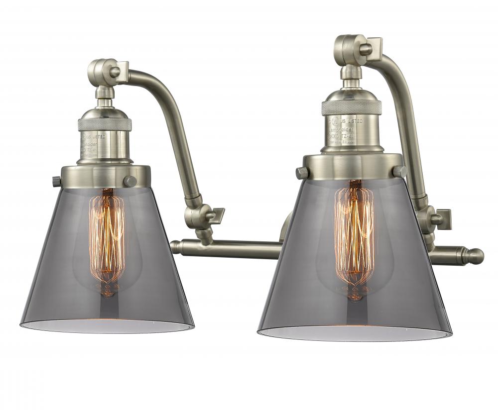 Cone - 2 Light - 18 inch - Brushed Satin Nickel - Adjustable Bath Vanity Light