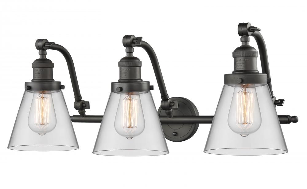 Cone - 3 Light - 28 inch - Oil Rubbed Bronze - Adjustable Bath Vanity Light