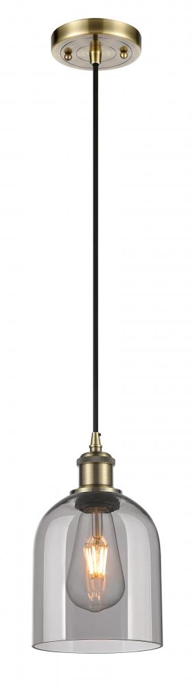 Bella - 1 Light - 6 inch - Antique Brass - Cord hung - Mini Pendant