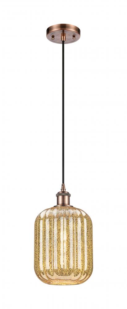 Preston Cylinder - 1 Light - 7 inch - Antique Copper - Cord hung - Mini Pendant