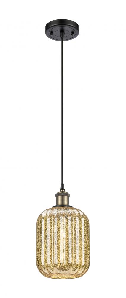 Preston Cylinder - 1 Light - 7 inch - Black Antique Brass - Cord hung - Mini Pendant