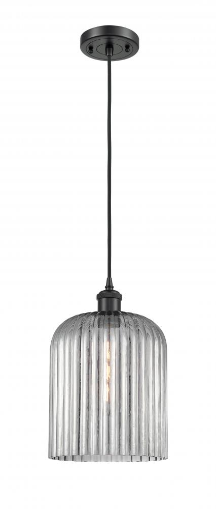 Bridal Veil - 1 Light - 5 inch - Matte Black - Cord hung - Mini Pendant