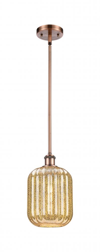 Preston Cylinder - 1 Light - 7 inch - Antique Copper - Stem hung - Mini Pendant