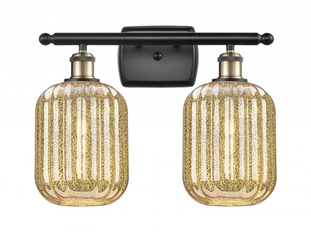 Preston Cylinder - 2 Light - 17 inch - Black Antique Brass - Bath Vanity Light