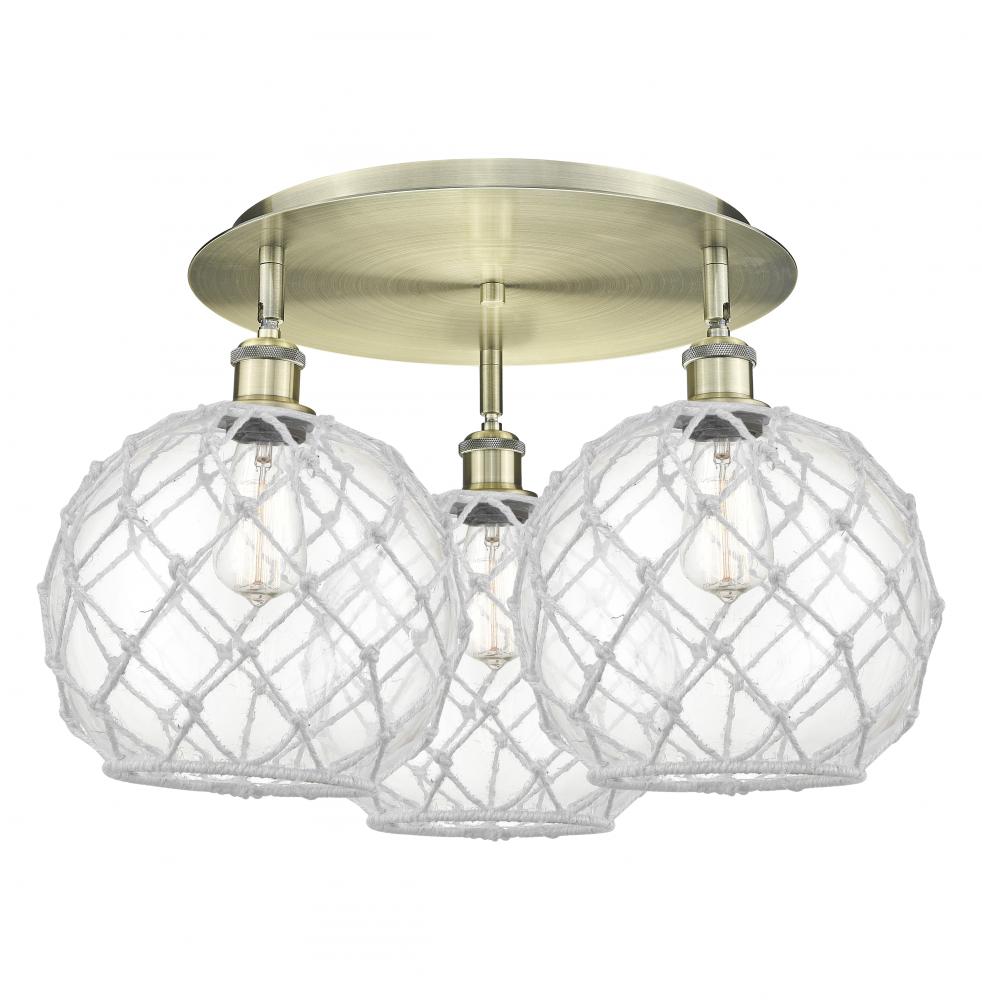 Farmhouse Rope - 3 Light - 22 inch - Antique Brass - Flush Mount