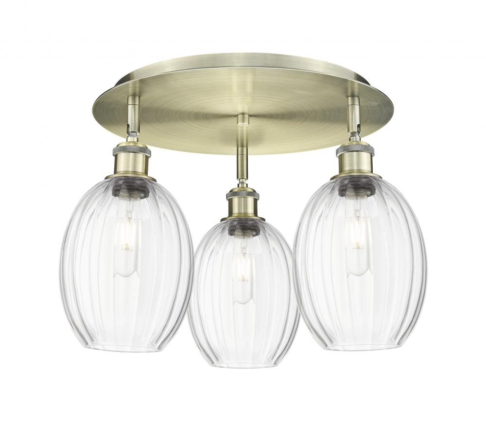 Preston Bulb - 3 Light - 18 inch - Antique Brass - Flush Mount