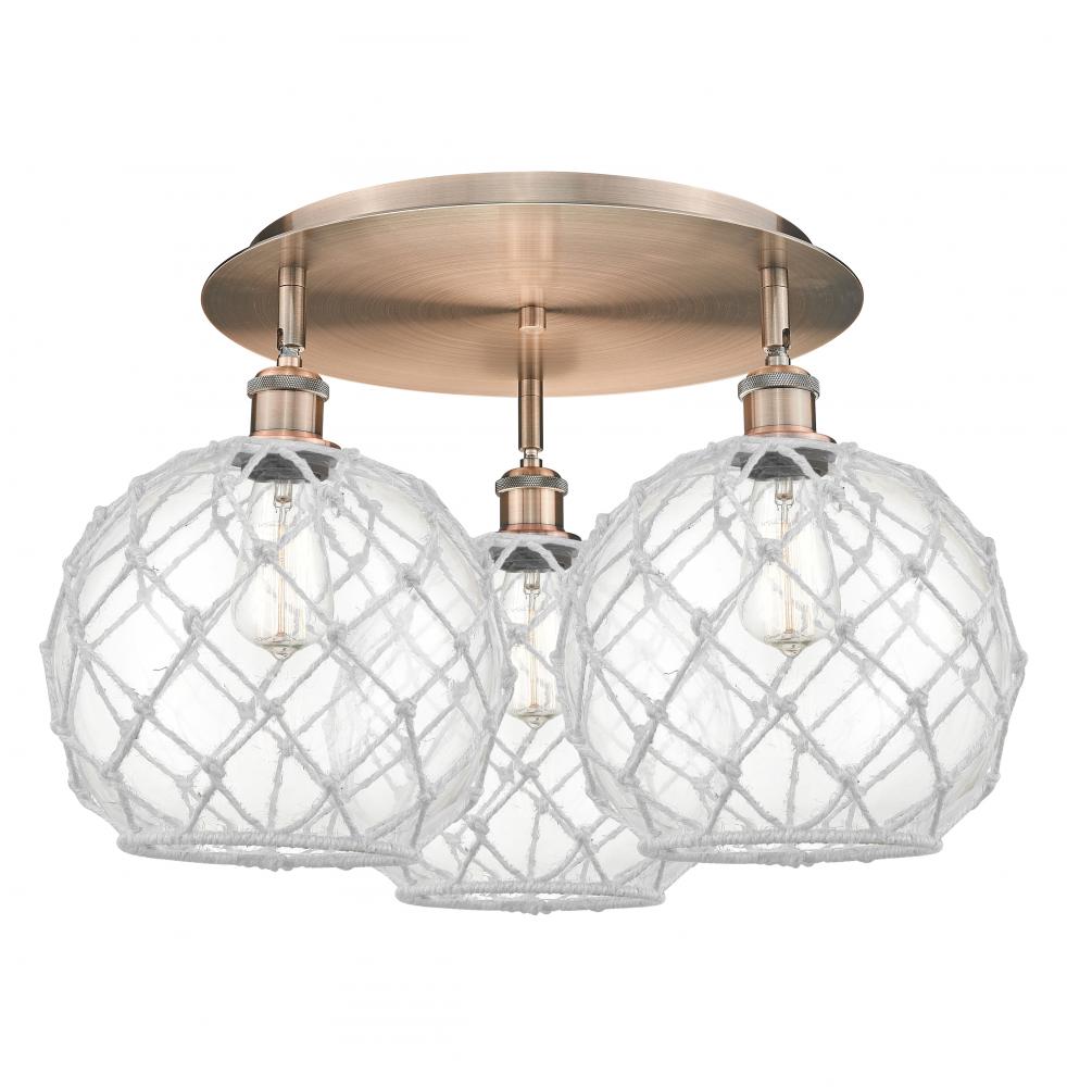 Farmhouse Rope - 3 Light - 22 inch - Antique Copper - Flush Mount