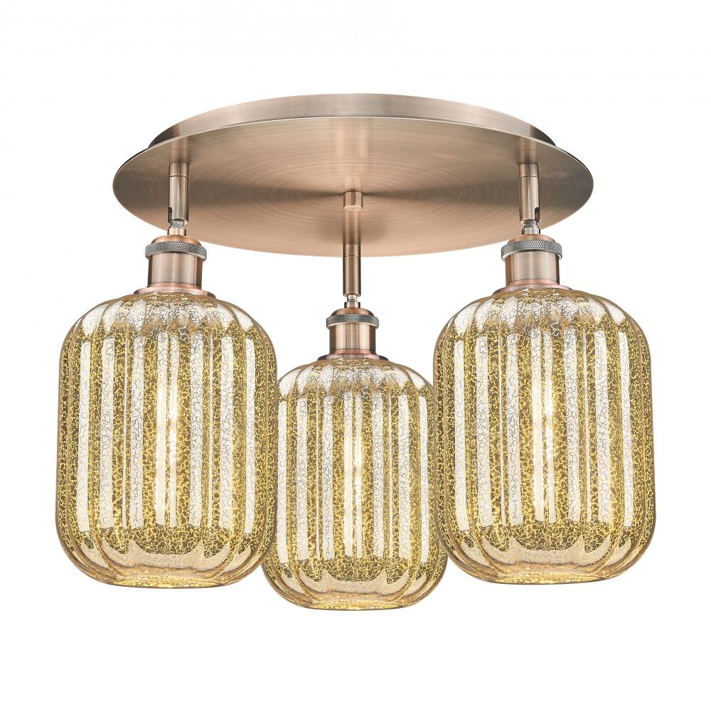 Preston Cylinder - 3 Light - 19 inch - Antique Copper - Flush Mount