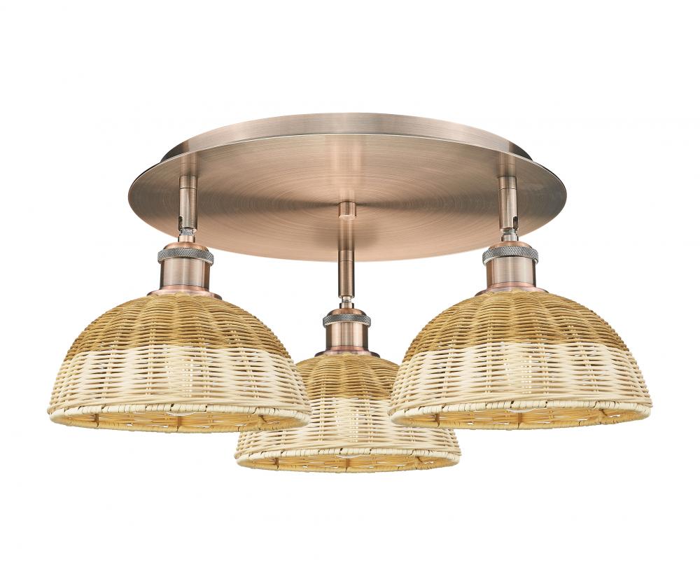 Bristol Natural II - 3 Light - 21 inch - Antique Copper - Flush Mount